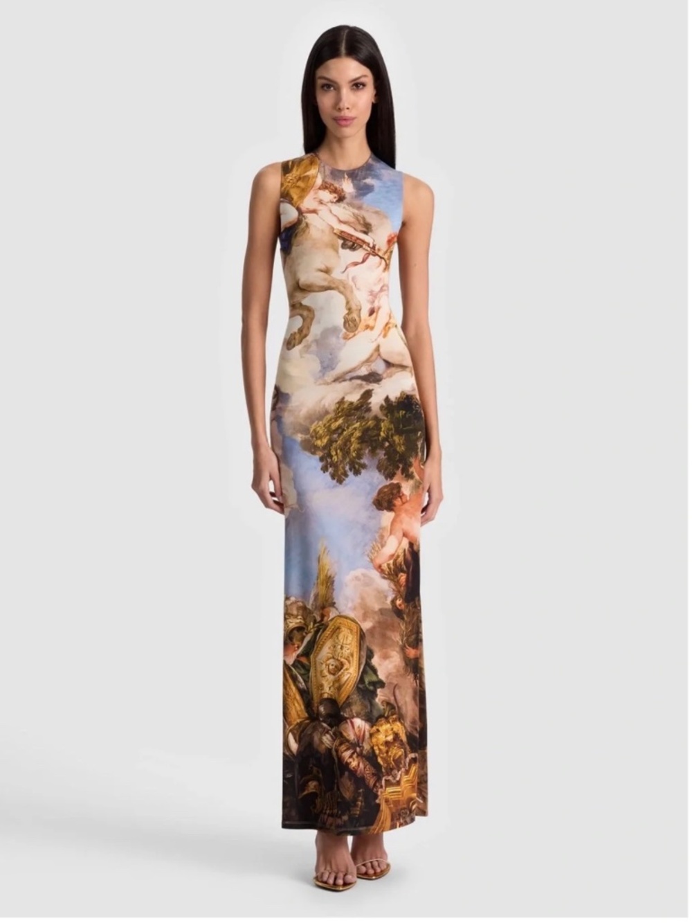 Alice + Olivia Delora Old World Print Jersey Maxi Dress Renaissance Fair NWT 6